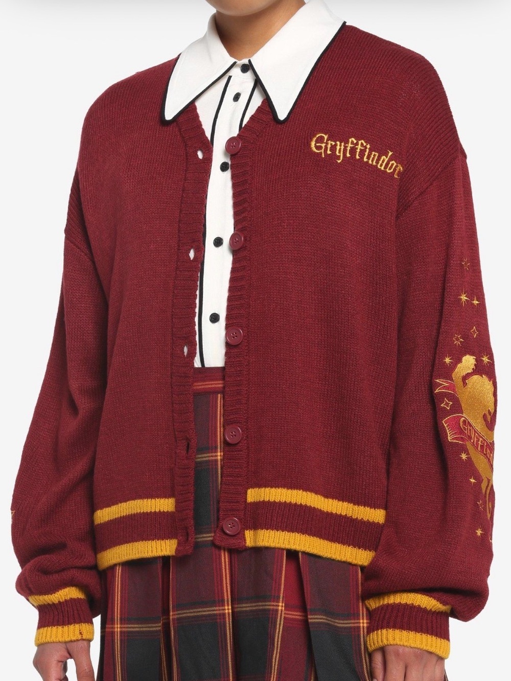 Harry Potter Gryffindor Skimmer Cardigan XL Burgundy Gold Embroidered Hot Topic